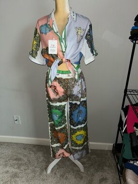 NWT Beach Lounge Wear Tropical Mystical 2 Piece Set Sz S